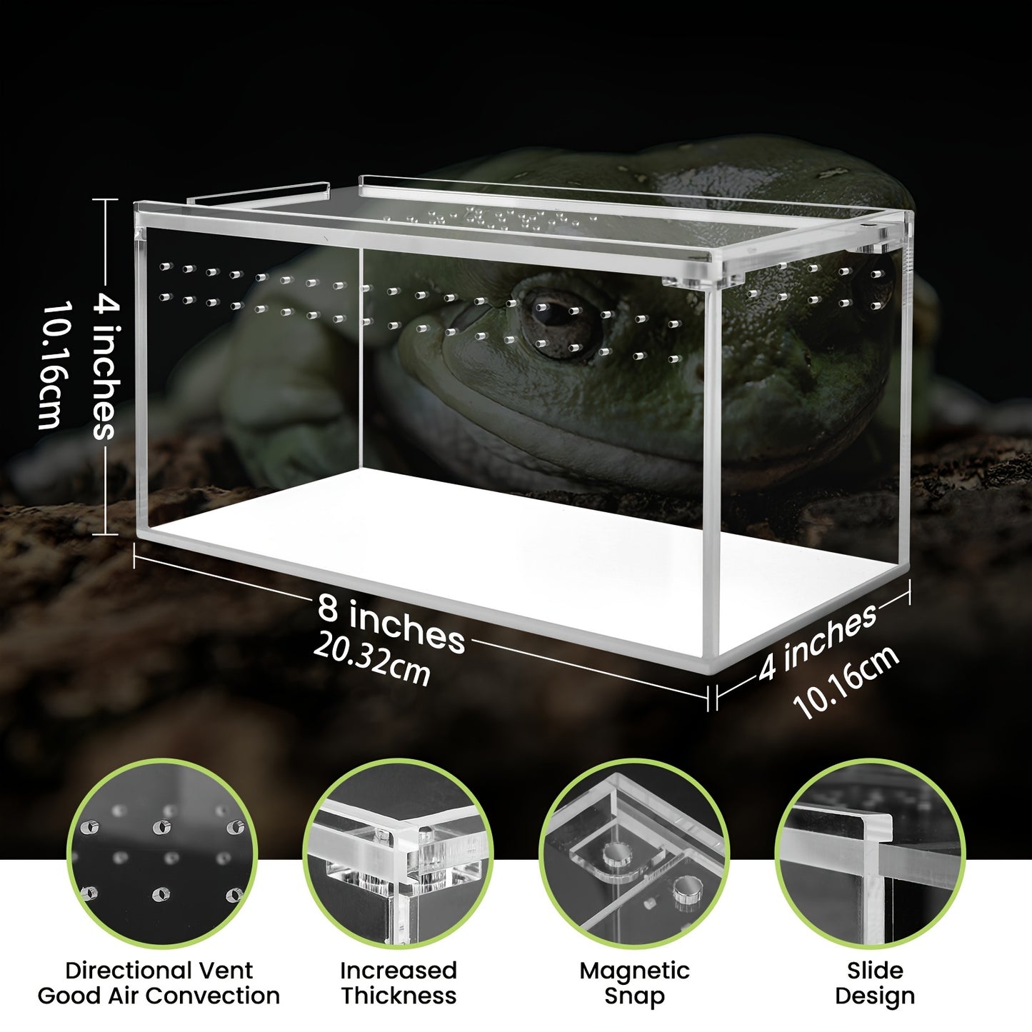 Acrylic Isopod Enclosure, Multiple Sizes, Magnetic Snap Terrarium