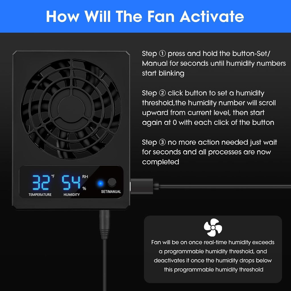 Terrarium Climate Monitor – Digital Thermometer, Hygrometer & Ventilation Fan
