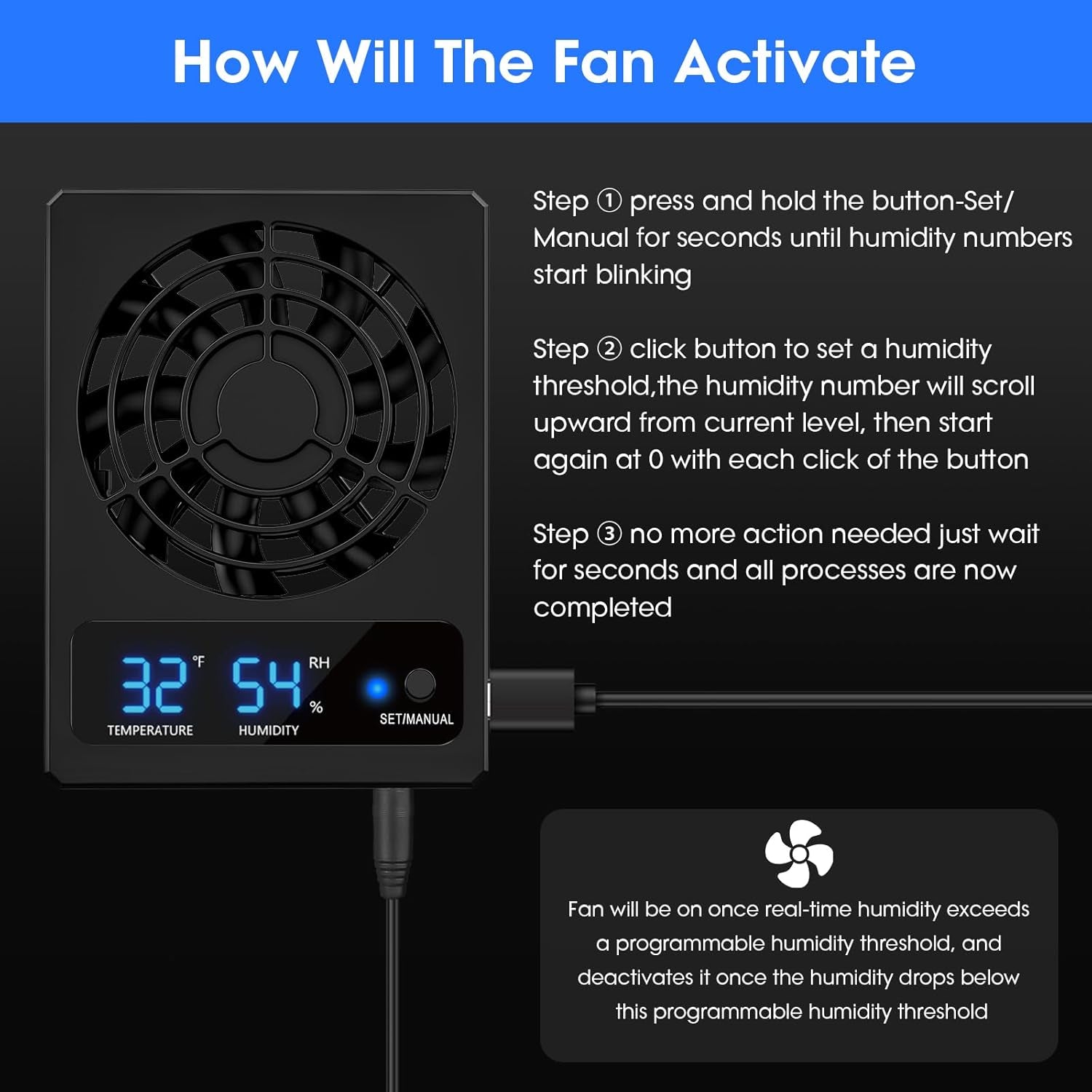 Terrarium Climate Monitor – Digital Thermometer, Hygrometer & Ventilation Fan