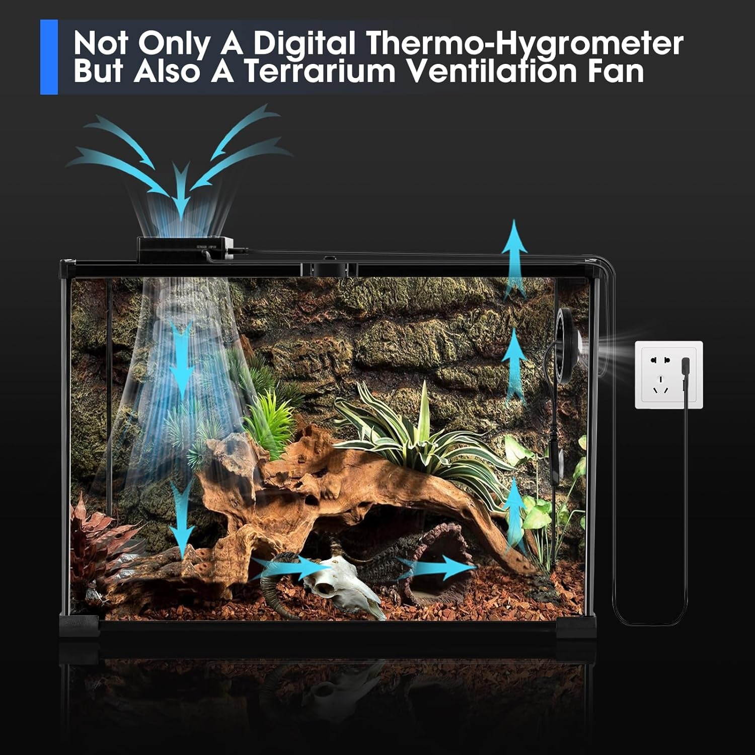 Terrarium Climate Monitor – Digital Thermometer, Hygrometer & Ventilation Fan