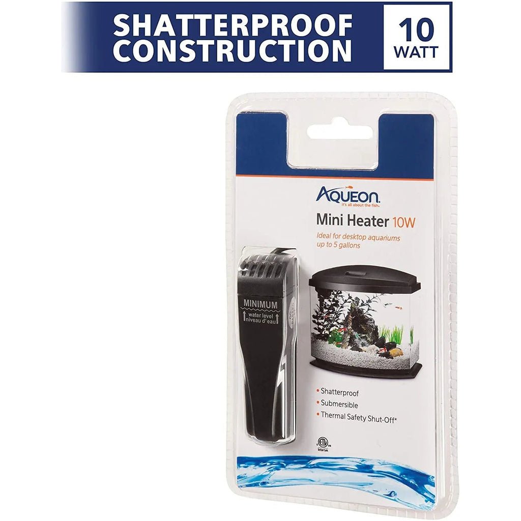 Aqueon Mini Aquarium Heater – 10W Submersible Fish Tank Heater (Black)