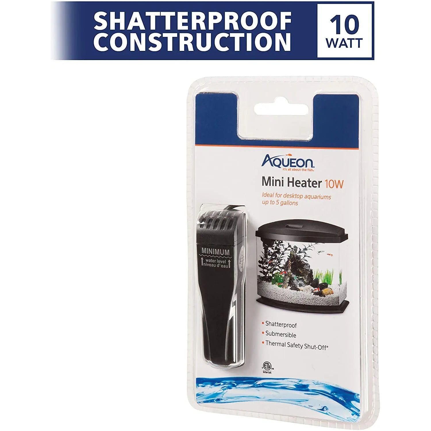 Aqueon Mini Aquarium Heater – 10W Submersible Fish Tank Heater (Black)