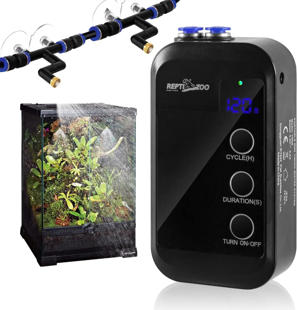 Mini Automatic Terrarium Misting System – Humidifier with Adjustable Rainforest Spray Nozzles