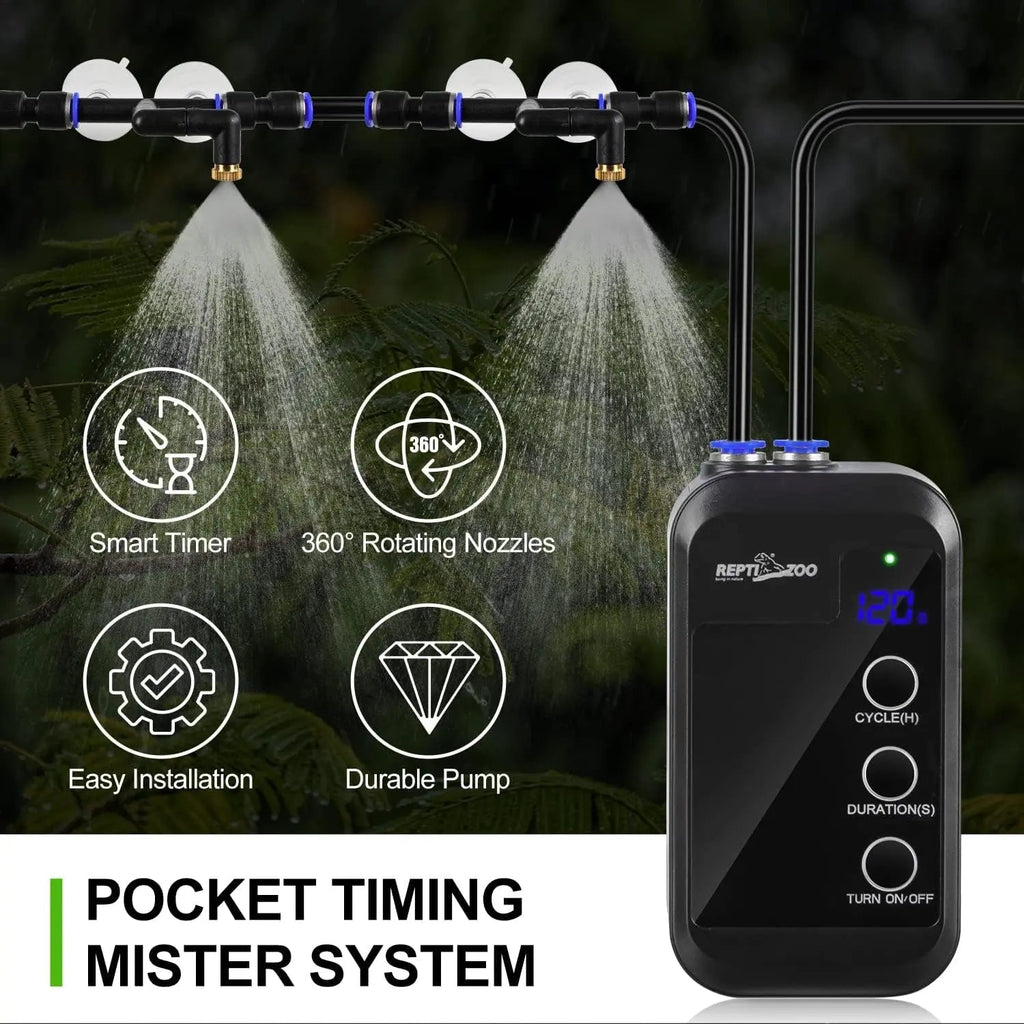 Mini Automatic Terrarium Misting System – Humidifier with Adjustable Rainforest Spray Nozzles