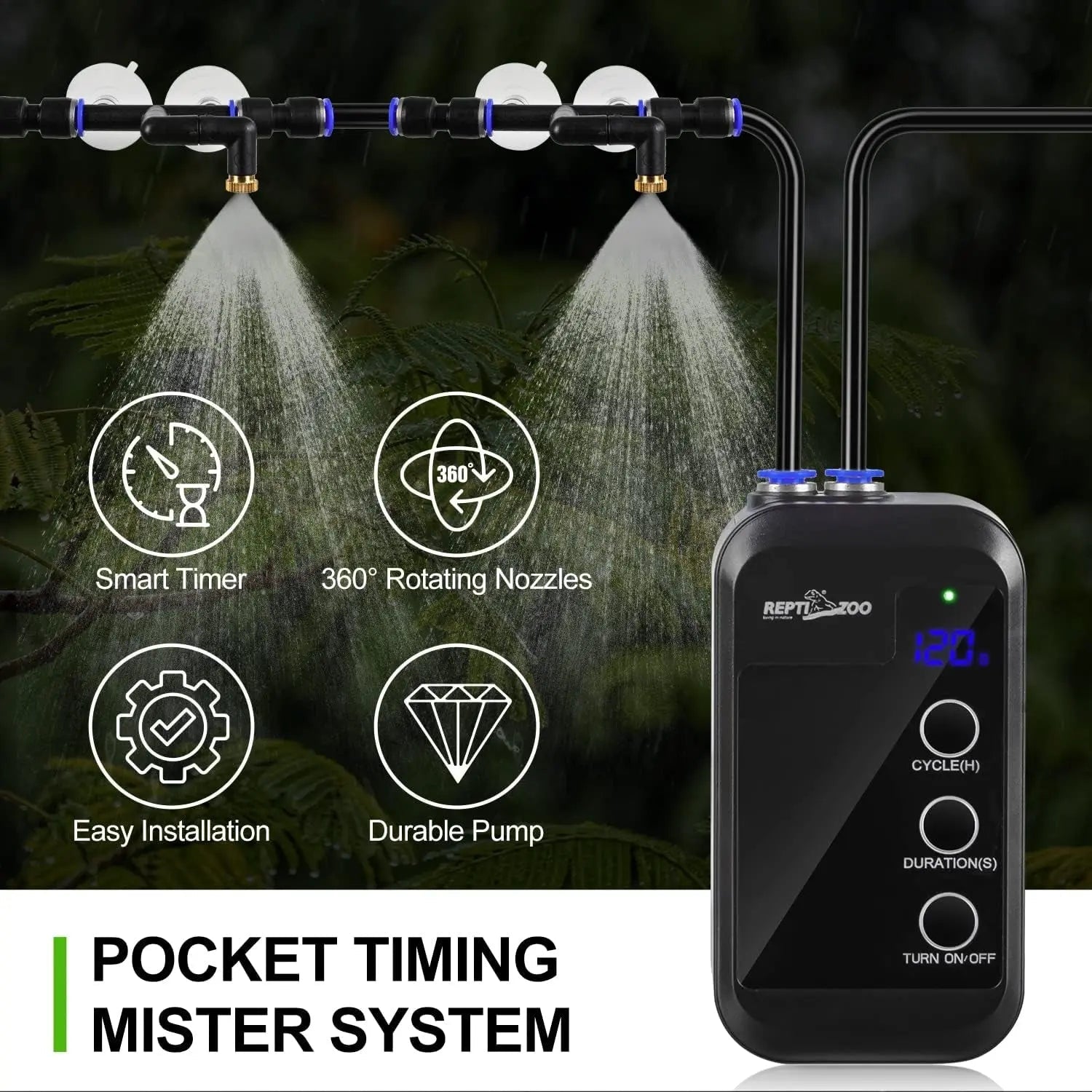 Mini Automatic Terrarium Misting System – Humidifier with Adjustable Rainforest Spray Nozzles