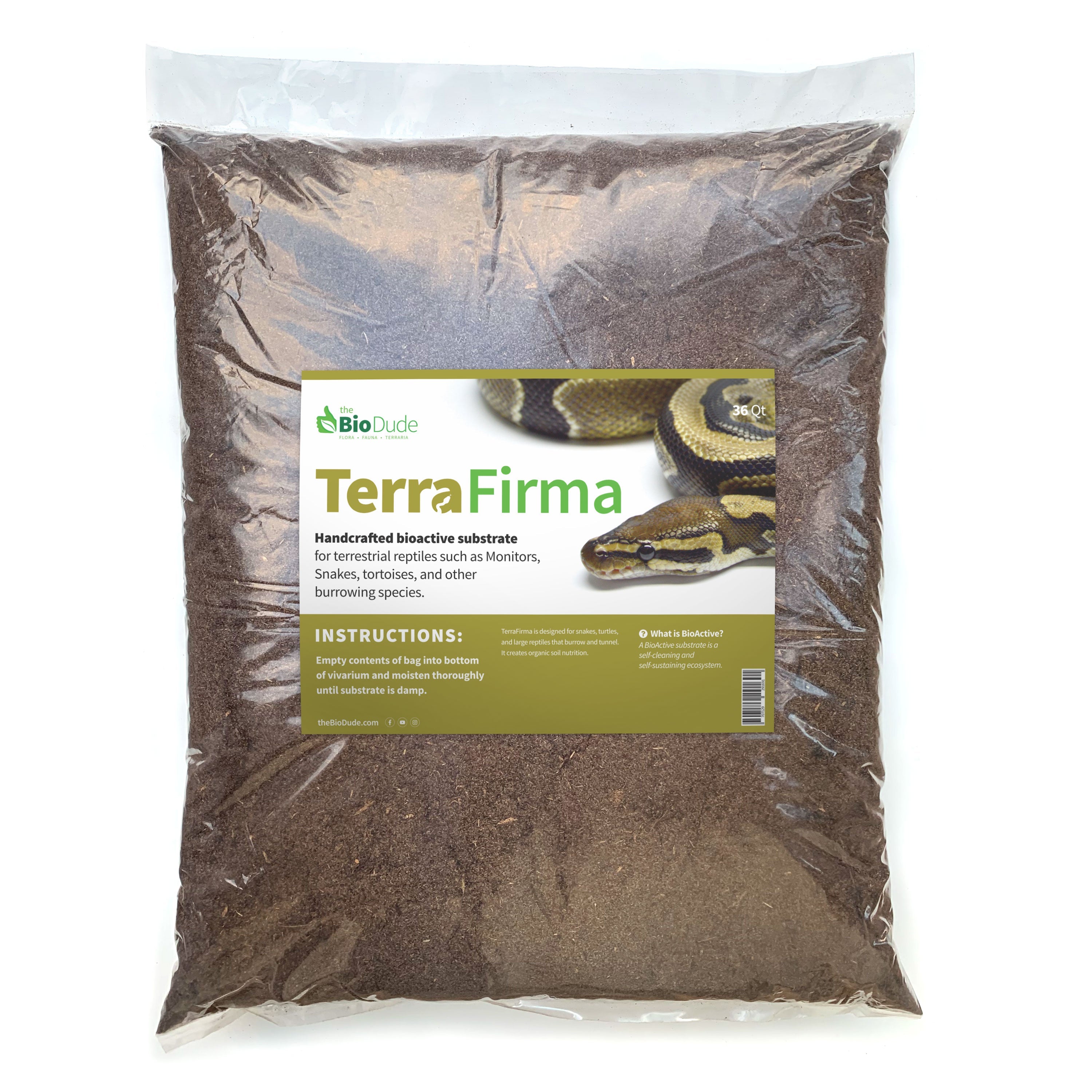 The Bio Dude - Terra Firma 36 qt bag - Great for Ball Pythons and Blue Tongue Skinks